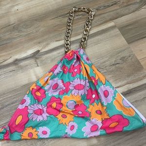 Floral open back halter top